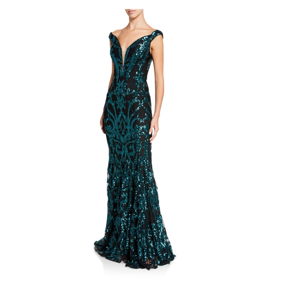 Jovani Off-the-shoulder Sequin Embellished Gown
